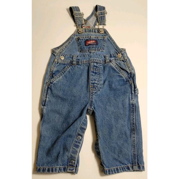 Vtg Y2K Old Navy Bib Overalls Baby Size S 3-6mos Blue Denim Unisex One Piece - Picture 1 of 11